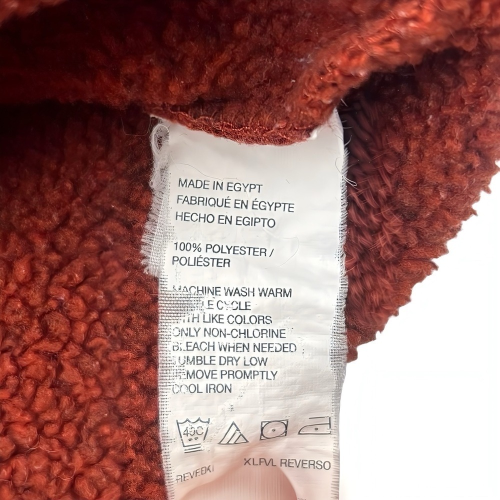 Arrow Sherpa Collar Pullover Fleece Sweater 1/4 Zip Mens Medium Rust Orange Warm - Picture 4 of 4